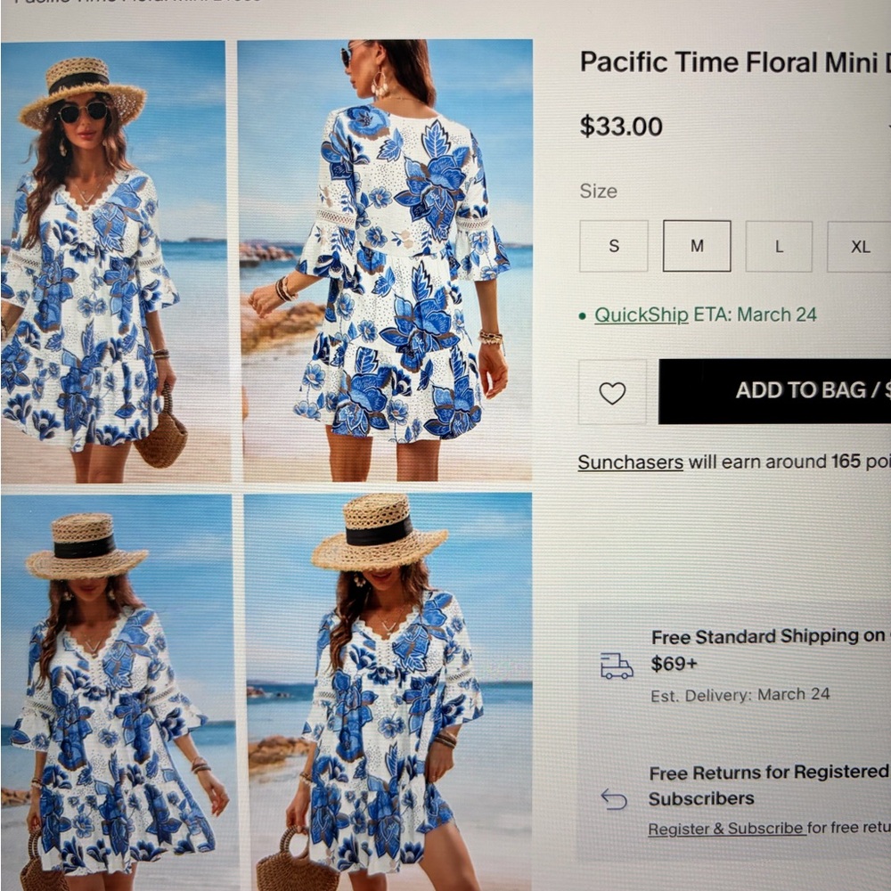 NEW ! Cupshe Blue and White Floral Midi Dress - Picture 10 of 15